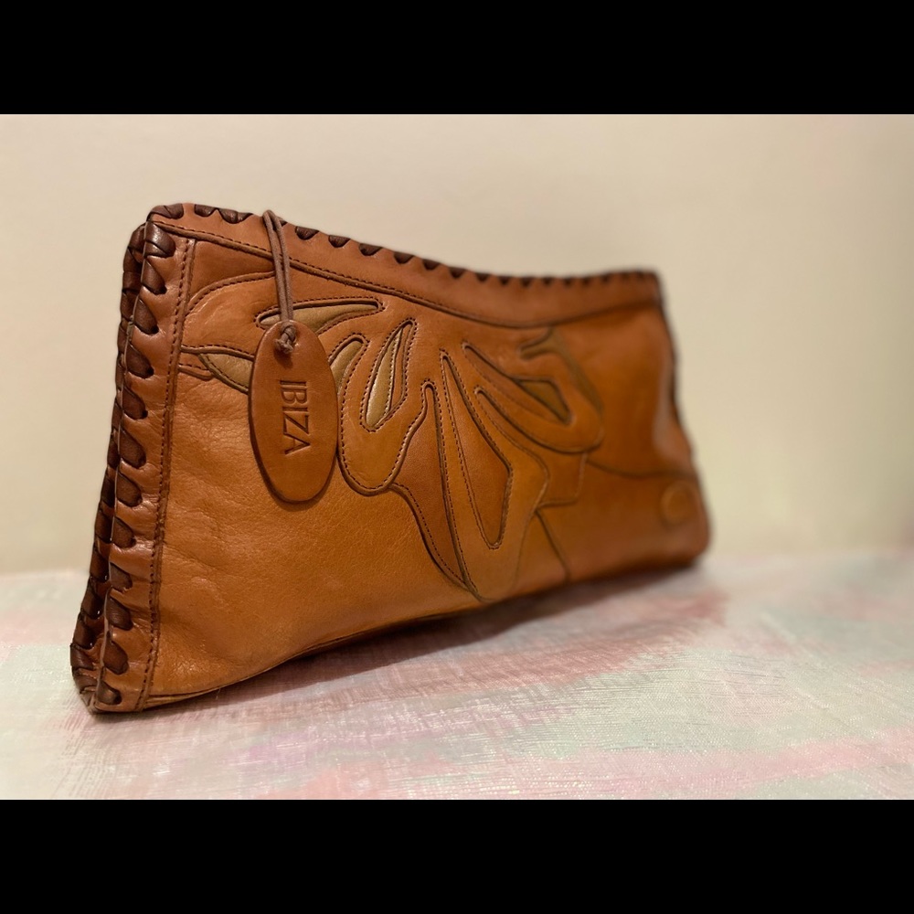 Vintage Brown Leather Clutch - Ibiza - Picture 2 of 7
